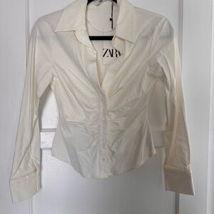 Zara Cream Button-Down Women's Shirt